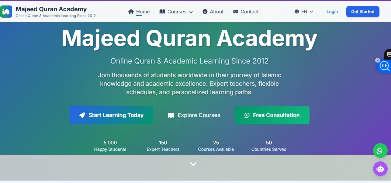 Majeed Academy - Educational platform with modern learning interface